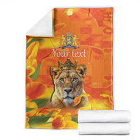 Personalized Netherlands Koninginnedag Blanket 30th April Lioness with Orange Tulip