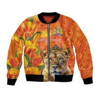 Personalized Netherlands Koninginnedag Bomber Jacket 30th April Lioness with Orange Tulip