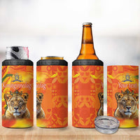 Personalized Netherlands Koninginnedag 4 in 1 Can Cooler Tumbler 30th April Lioness with Orange Tulip