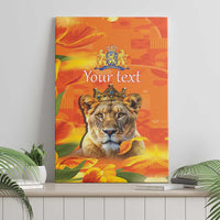 Personalized Netherlands Koninginnedag Canvas Wall Art 30th April Lioness with Orange Tulip