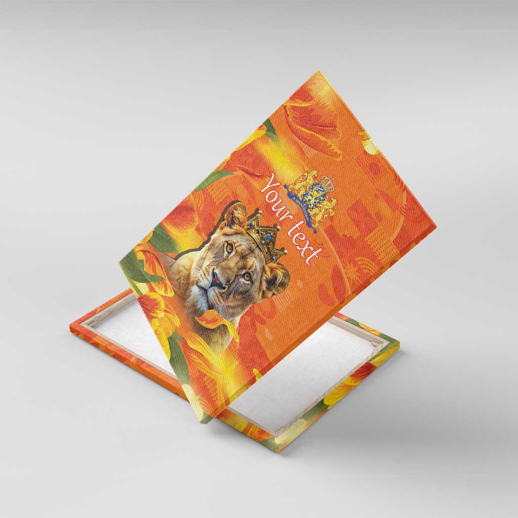 Personalized Netherlands Koninginnedag Canvas Wall Art 30th April Lioness with Orange Tulip