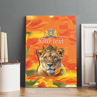 Personalized Netherlands Koninginnedag Canvas Wall Art 30th April Lioness with Orange Tulip