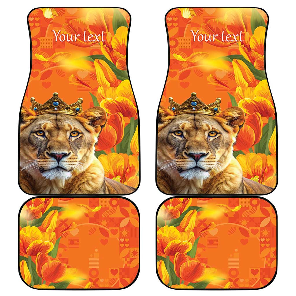 Personalized Netherlands Koninginnedag Car Mats 30th April Lioness with Orange Tulip