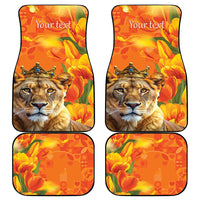 Personalized Netherlands Koninginnedag Car Mats 30th April Lioness with Orange Tulip