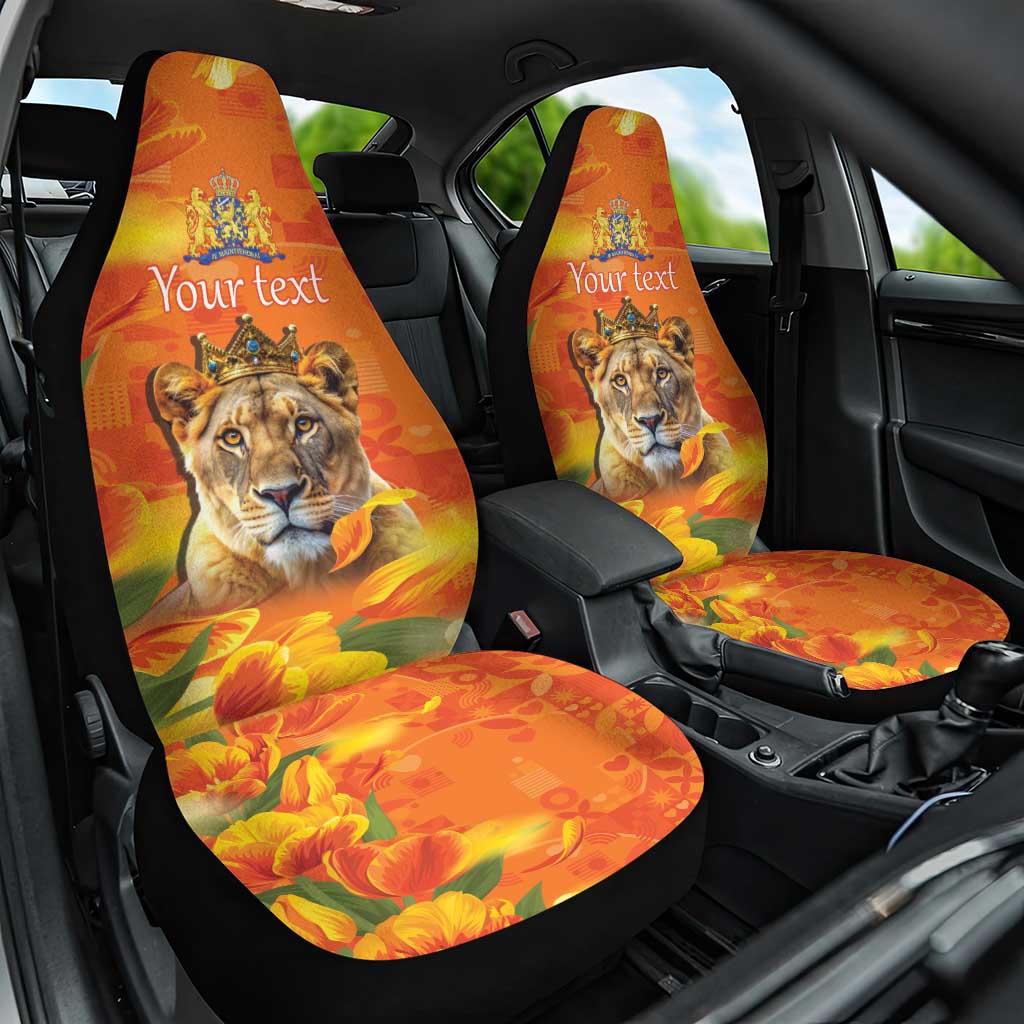 Personalized Netherlands Koninginnedag Car Seat Cover 30th April Lioness with Orange Tulip