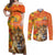 Personalized Netherlands Koninginnedag Couples Matching Off Shoulder Maxi Dress and Long Sleeve Button Shirt 30th April Lioness with Orange Tulip