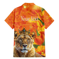 Personalized Netherlands Koninginnedag Family Matching Mermaid Dress and Hawaiian Shirt 30th April Lioness with Orange Tulip