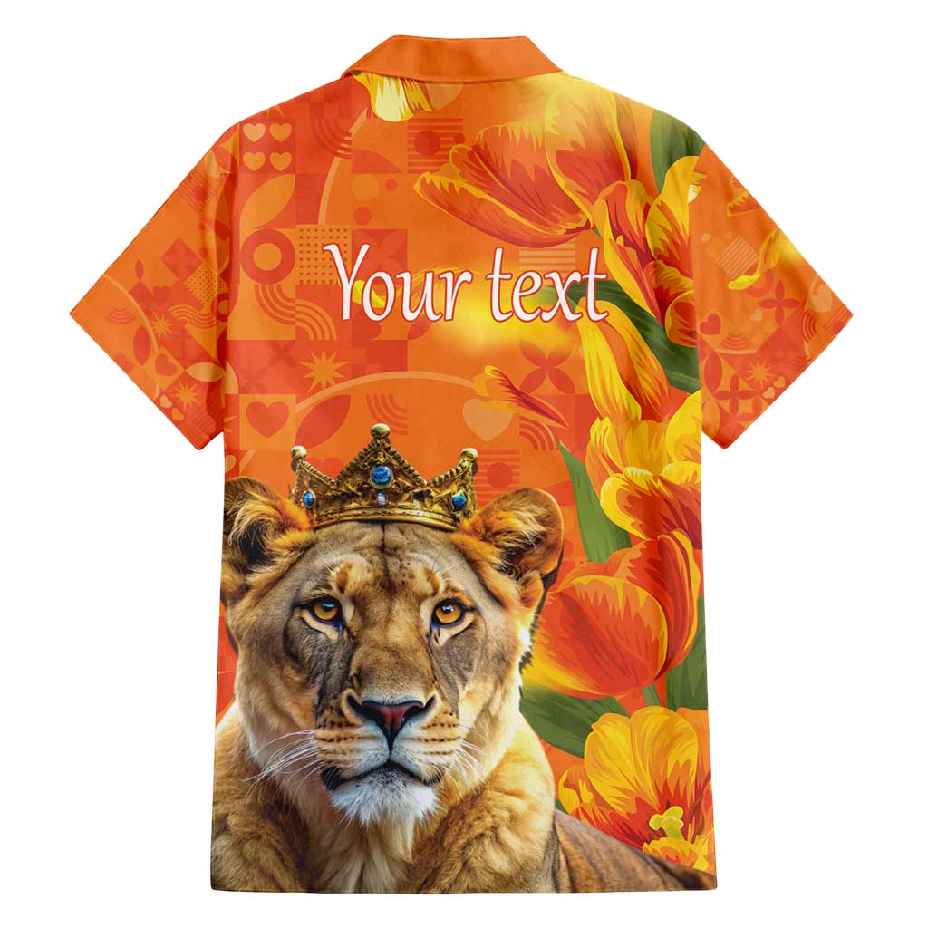 Personalized Netherlands Koninginnedag Family Matching Off Shoulder Maxi Dress and Hawaiian Shirt 30th April Lioness with Orange Tulip