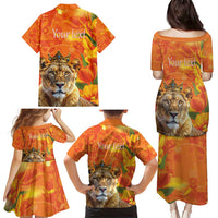 Personalized Netherlands Koninginnedag Family Matching Puletasi and Hawaiian Shirt 30th April Lioness with Orange Tulip