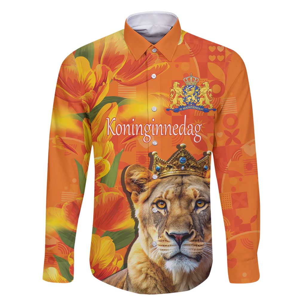 Personalized Netherlands Koninginnedag Family Matching Puletasi and Hawaiian Shirt 30th April Lioness with Orange Tulip