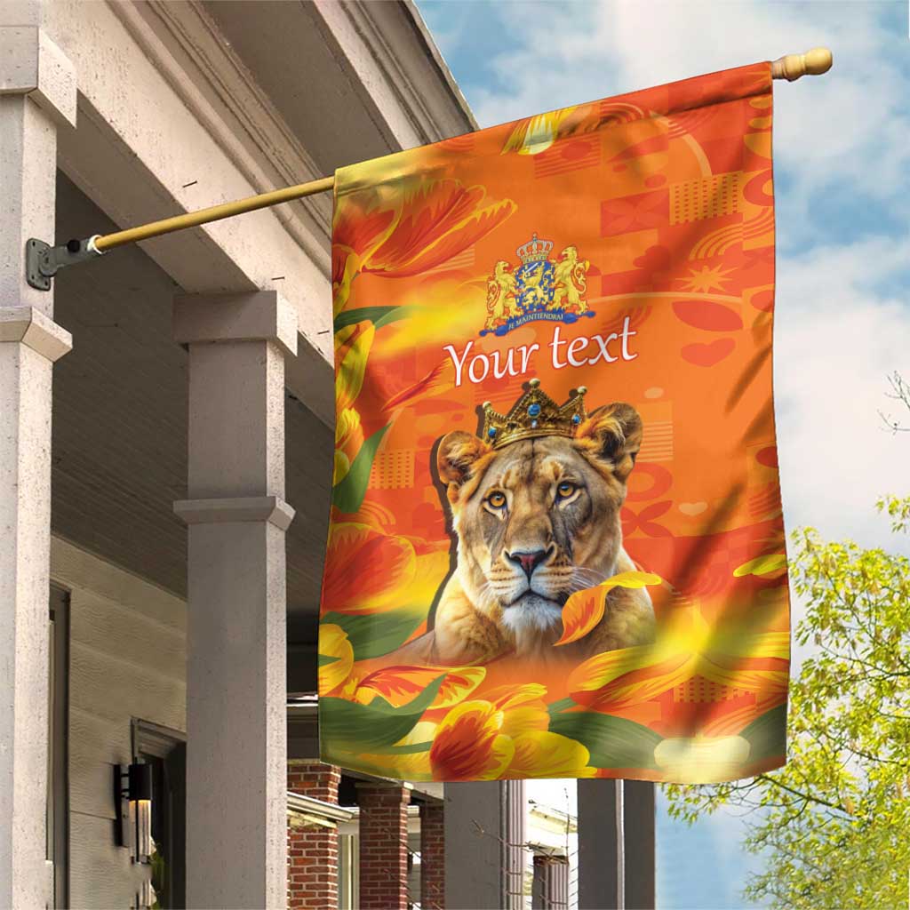 Personalized Netherlands Koninginnedag Garden Flag 30th April Lioness with Orange Tulip