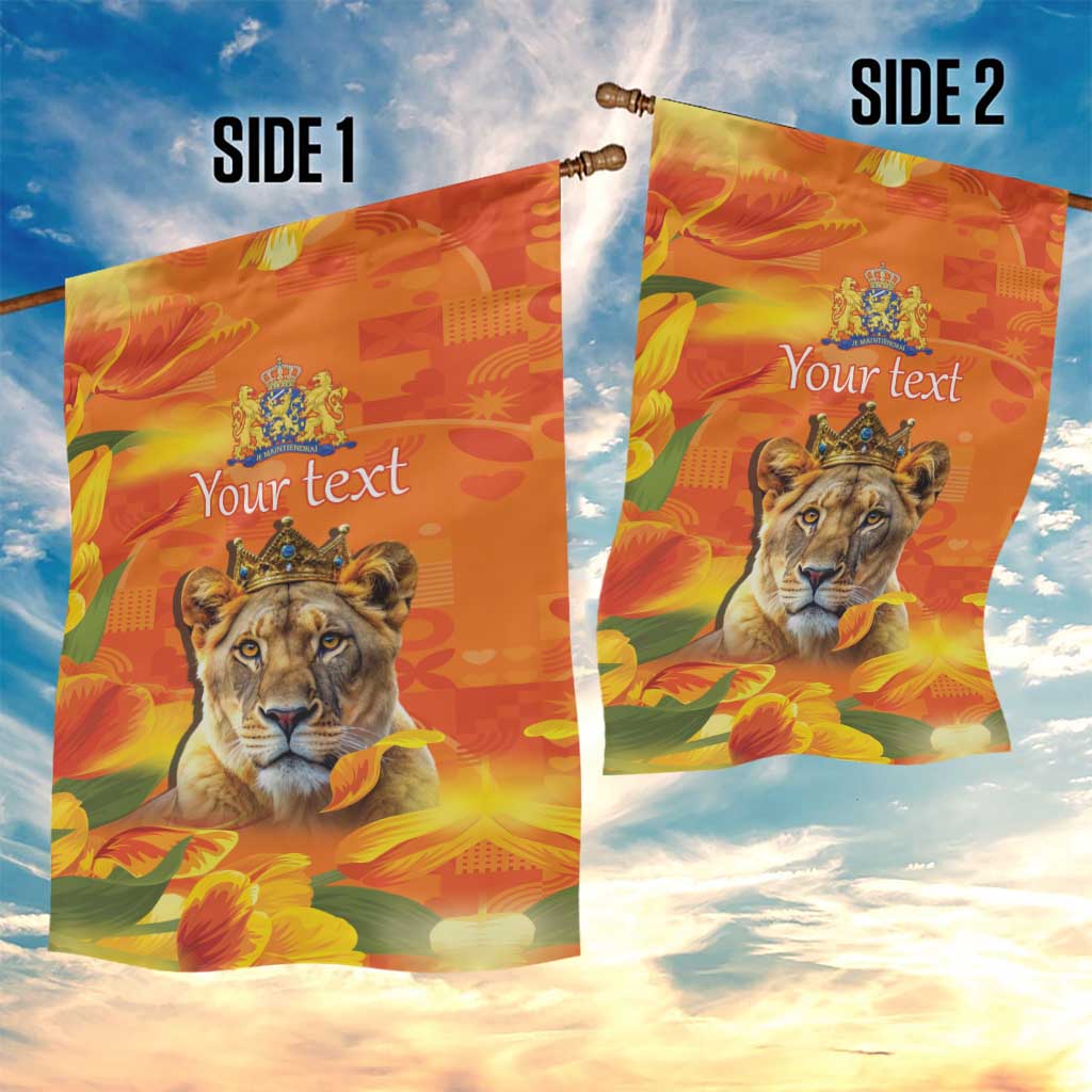 Personalized Netherlands Koninginnedag Garden Flag 30th April Lioness with Orange Tulip