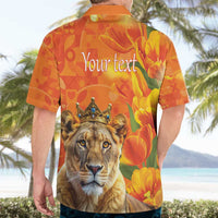 Personalized Netherlands Koninginnedag Hawaiian Shirt 30th April Lioness with Orange Tulip