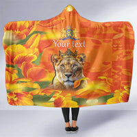 Personalized Netherlands Koninginnedag Hooded Blanket 30th April Lioness with Orange Tulip