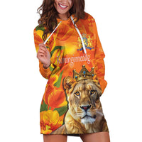 Personalized Netherlands Koninginnedag Hoodie Dress 30th April Lioness with Orange Tulip