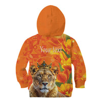 Personalized Netherlands Koninginnedag Kid Hoodie 30th April Lioness with Orange Tulip