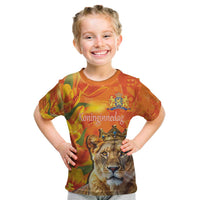 Personalized Netherlands Koninginnedag Kid T Shirt 30th April Lioness with Orange Tulip