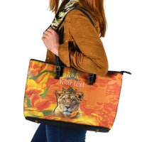 Personalized Netherlands Koninginnedag Leather Tote Bag 30th April Lioness with Orange Tulip