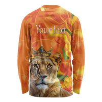 Personalized Netherlands Koninginnedag Long Sleeve Shirt 30th April Lioness with Orange Tulip