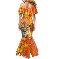Personalized Netherlands Koninginnedag Mermaid Dress 30th April Lioness with Orange Tulip