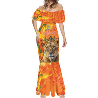 Personalized Netherlands Koninginnedag Mermaid Dress 30th April Lioness with Orange Tulip