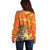Personalized Netherlands Koninginnedag Off Shoulder Sweater 30th April Lioness with Orange Tulip