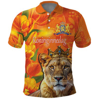 Personalized Netherlands Koninginnedag Polo Shirt 30th April Lioness with Orange Tulip