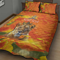 Personalized Netherlands Koninginnedag Quilt Bed Set 30th April Lioness with Orange Tulip