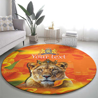 Personalized Netherlands Koninginnedag Round Carpet 30th April Lioness with Orange Tulip