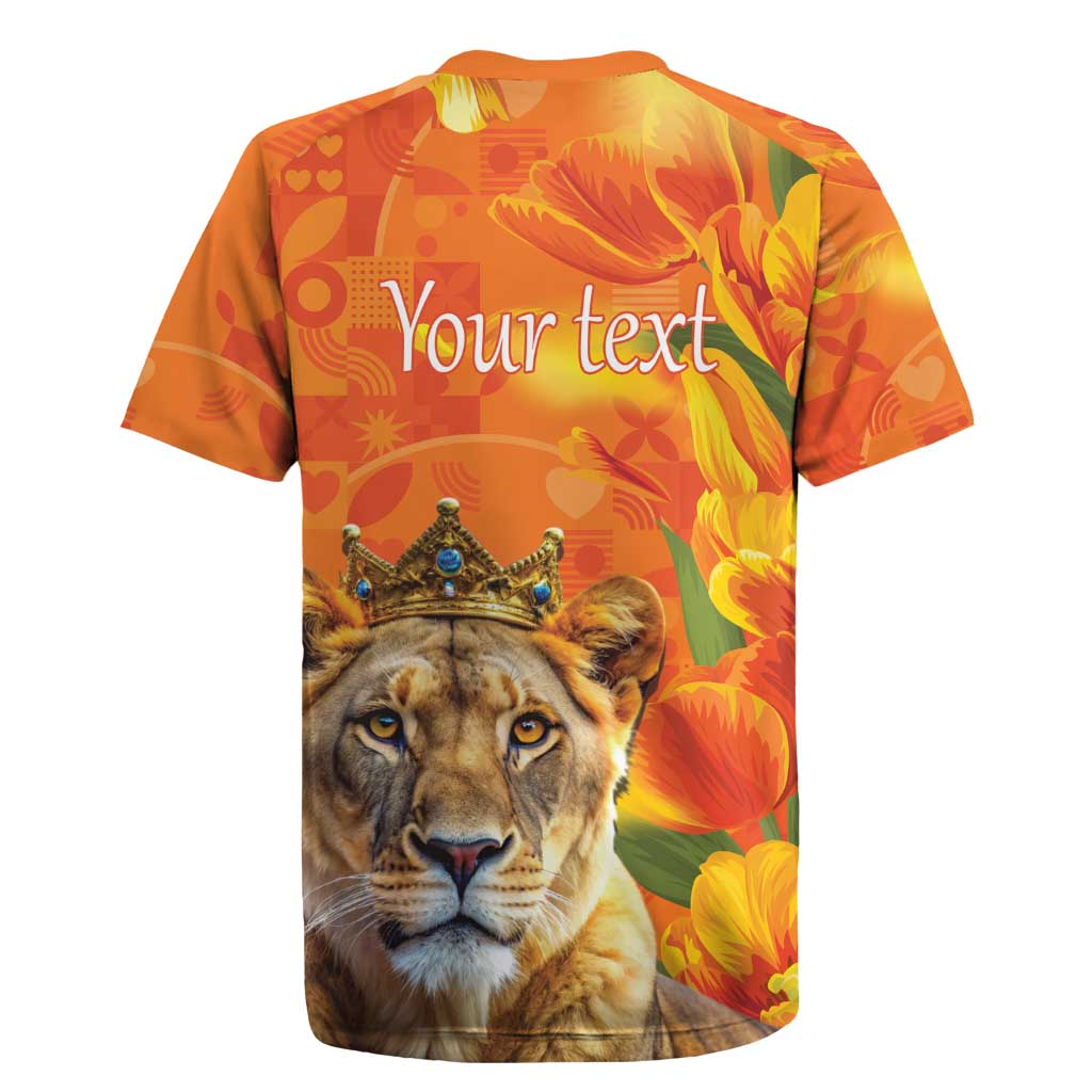 Personalized Netherlands Koninginnedag Rugby Jersey 30th April Lioness with Orange Tulip