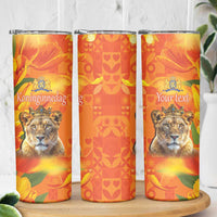 Personalized Netherlands Koninginnedag Skinny Tumbler 30th April Lioness with Orange Tulip