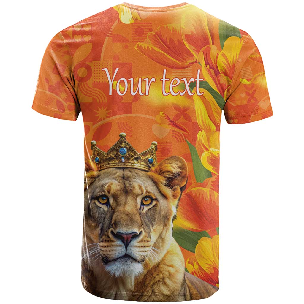Personalized Netherlands Koninginnedag T Shirt 30th April Lioness with Orange Tulip