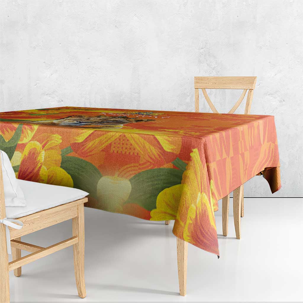 Personalized Netherlands Koninginnedag Tablecloth 30th April Lioness with Orange Tulip