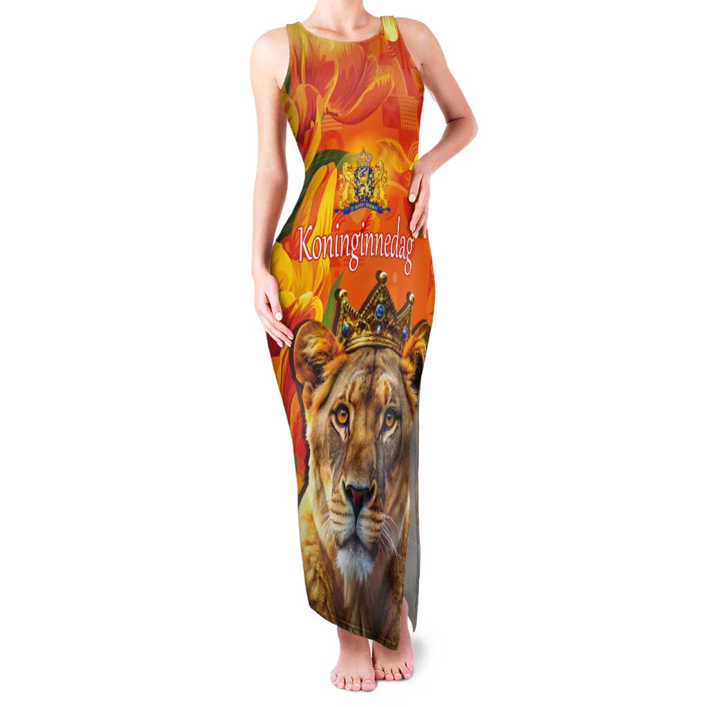 Personalized Netherlands Koninginnedag Tank Maxi Dress 30th April Lioness with Orange Tulip