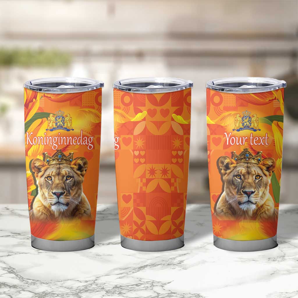 Personalized Netherlands Koninginnedag Tumbler Cup 30th April Lioness with Orange Tulip