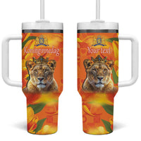 Personalized Netherlands Koninginnedag Tumbler With Handle 30th April Lioness with Orange Tulip