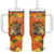 Personalized Netherlands Koninginnedag Tumbler With Handle 30th April Lioness with Orange Tulip