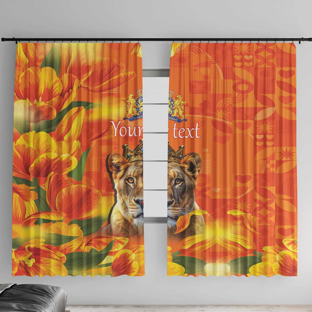 Personalized Netherlands Koninginnedag Window Curtain 30th April Lioness with Orange Tulip