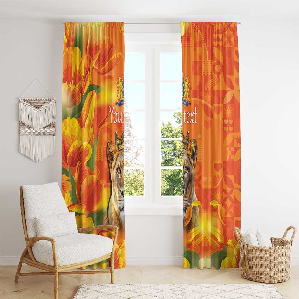 Personalized Netherlands Koninginnedag Window Curtain 30th April Lioness with Orange Tulip