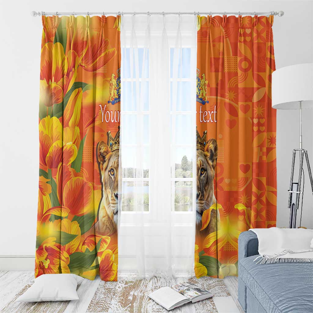 Personalized Netherlands Koninginnedag Window Curtain 30th April Lioness with Orange Tulip