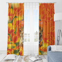 Personalized Netherlands Koninginnedag Window Curtain 30th April Lioness with Orange Tulip