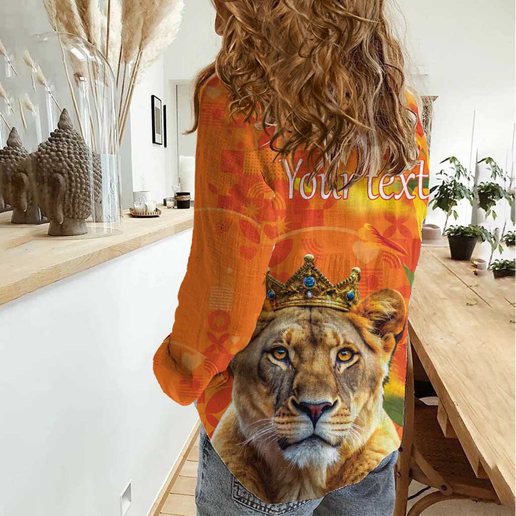 Personalized Netherlands Koninginnedag Women Casual Shirt 30th April Lioness with Orange Tulip