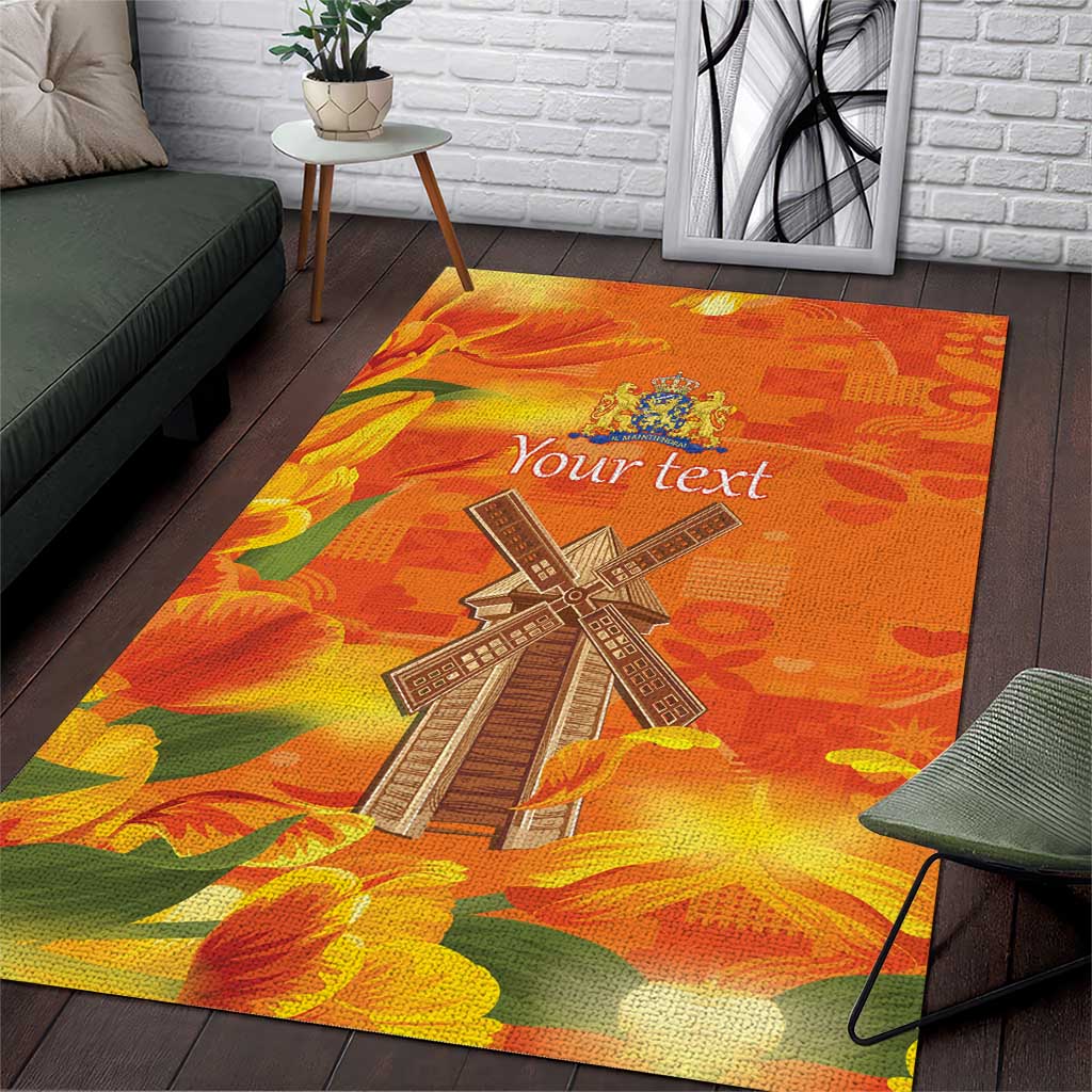Personalized Netherlands Orange Tulip and Wildmill Area Rug