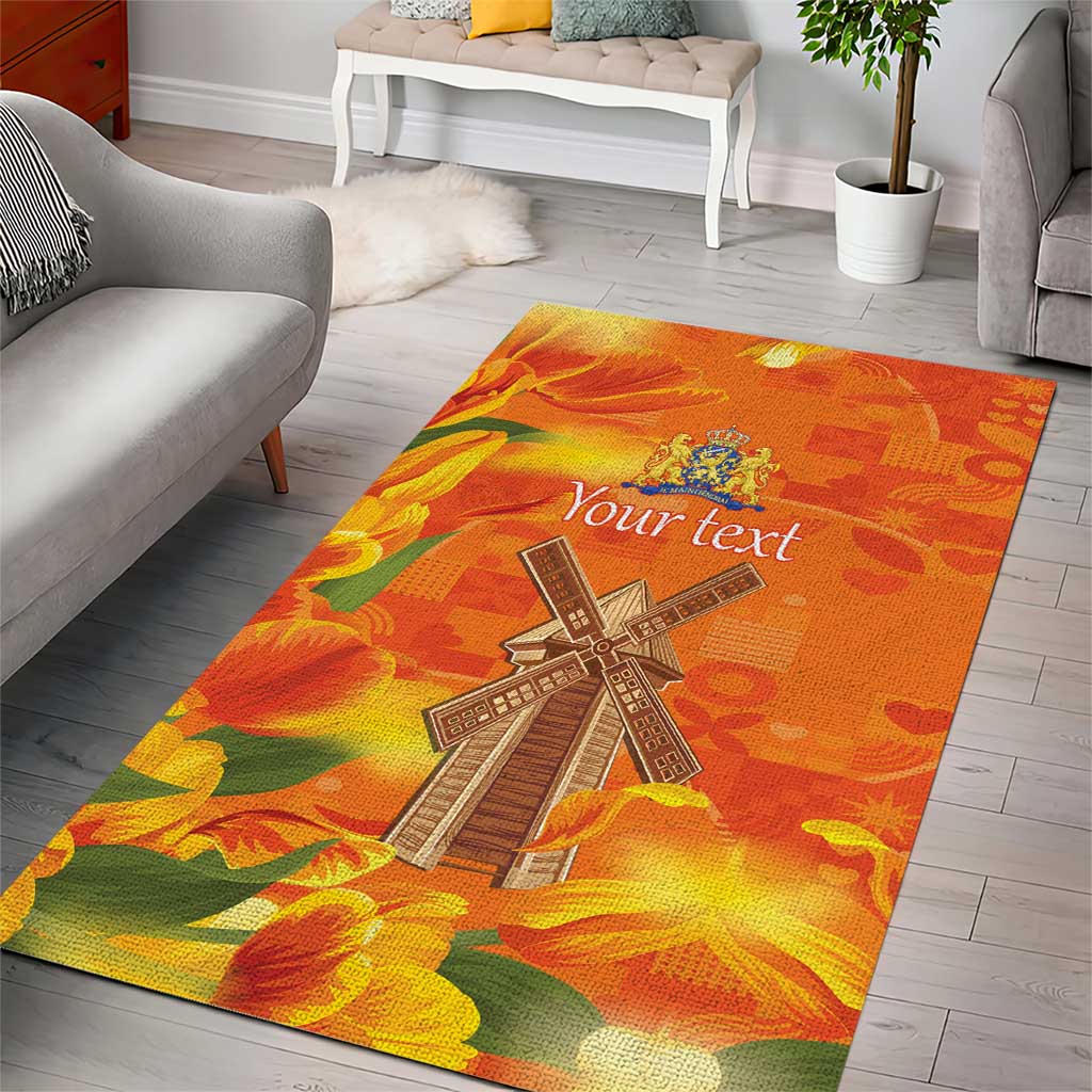 Personalized Netherlands Orange Tulip and Wildmill Area Rug