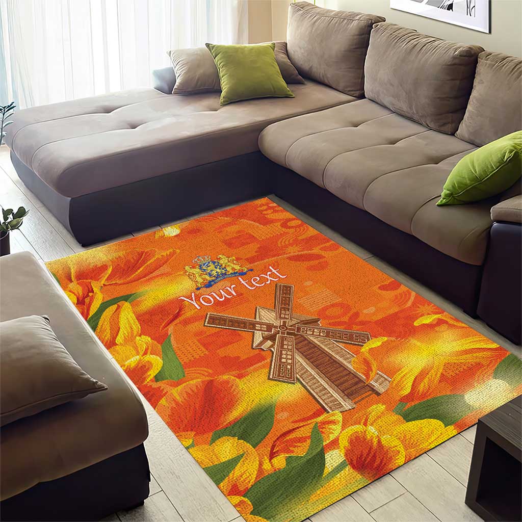 Personalized Netherlands Orange Tulip and Wildmill Area Rug