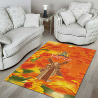 Personalized Netherlands Orange Tulip and Wildmill Area Rug