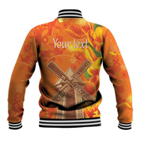 Personalized Netherlands Orange Tulip and Wildmill Baseball Jacket