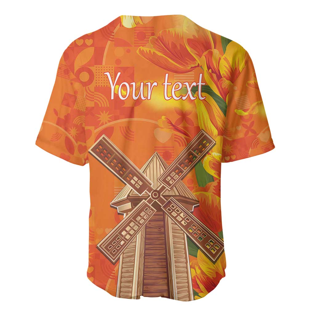 Personalized Netherlands Orange Tulip and Wildmill Baseball Jersey