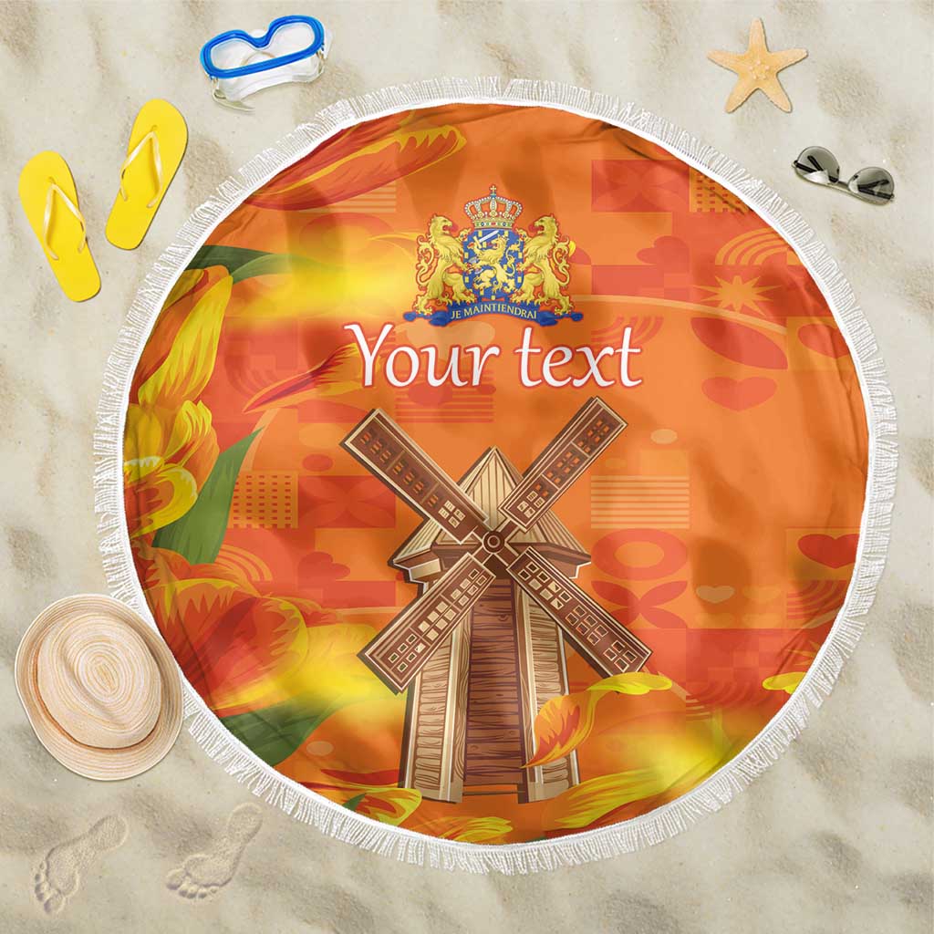 Personalized Netherlands Orange Tulip and Wildmill Beach Blanket