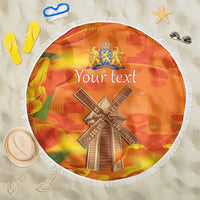 Personalized Netherlands Orange Tulip and Wildmill Beach Blanket